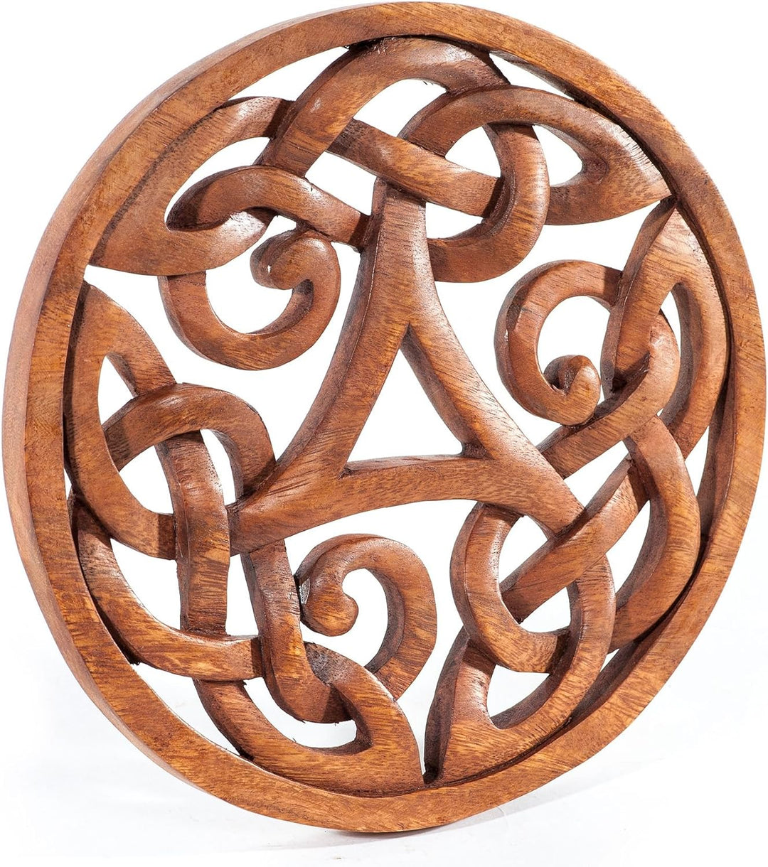 Windalf Handmade Celtic Wanddeko Alesia Ø 22 cm Keltische Triskele Irische Deko Geschnitzes Ornament