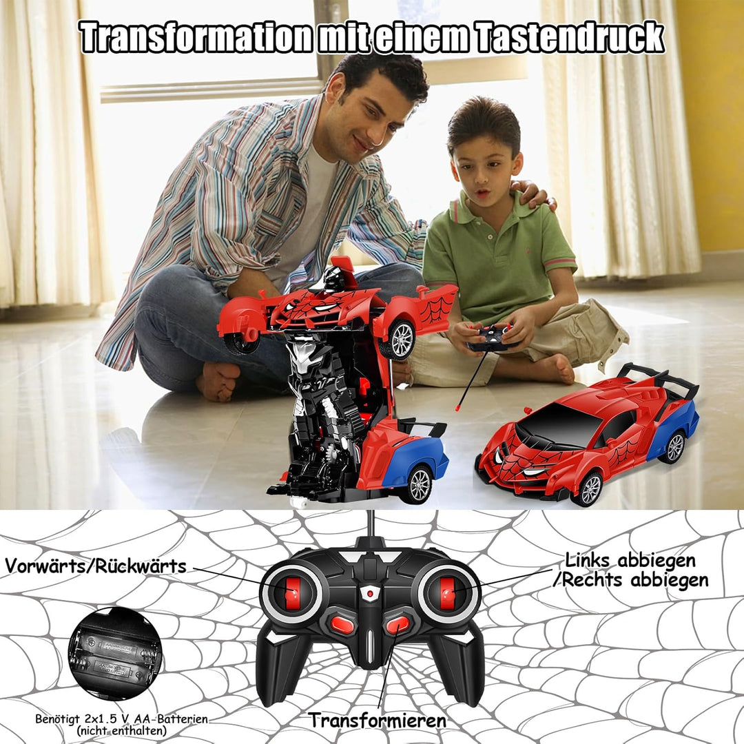 Ferngesteuertes Auto Roboter, Transformator Spielzeug für Junge Mädchen ab 3 4 5 6 7 8 9+ Jahre, RC