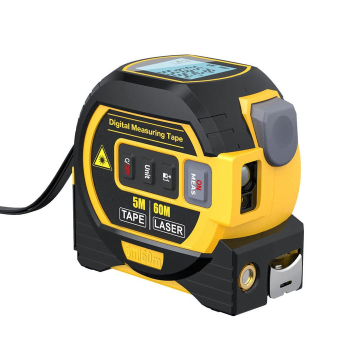 Geevorks Laser-Entfernungsmesser, Laser-Entfernungsmesser, 60 m, 3 in 1, 5 m, Massband, Lineal, LCD-
