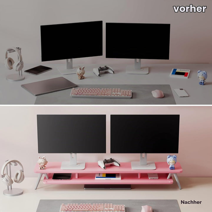 Fenge Monitorständer, Integrierte Mulde für Smartphone, Tablet, Stift, Monitor Stand aus Metall und