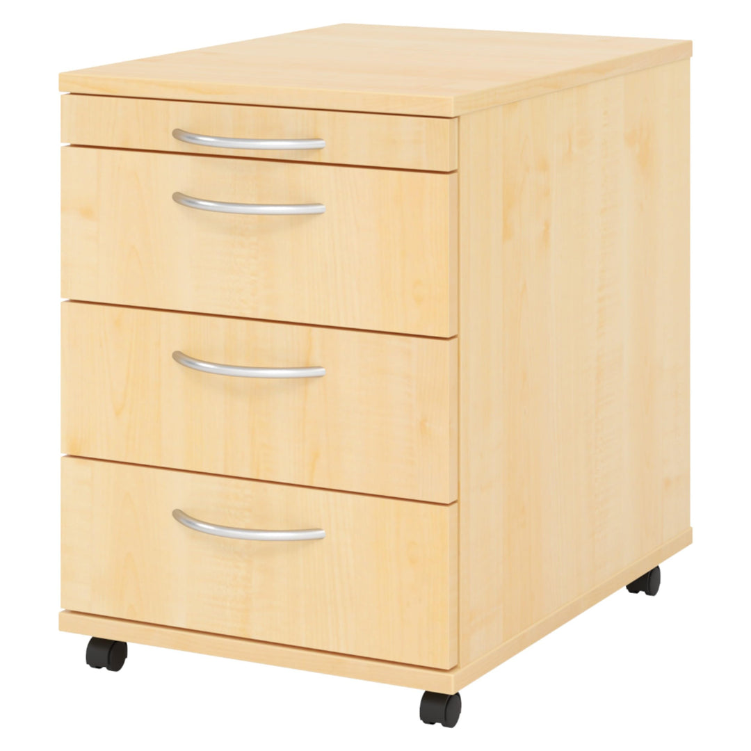 bümö Basic Rollcontainer mit Schubladen, Container aus Holz in Ahorn - Rollwagen für&