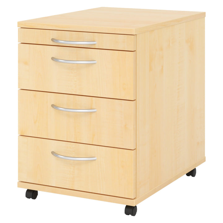 bümö Basic Rollcontainer mit Schubladen, Container aus Holz in Ahorn - Rollwagen für&