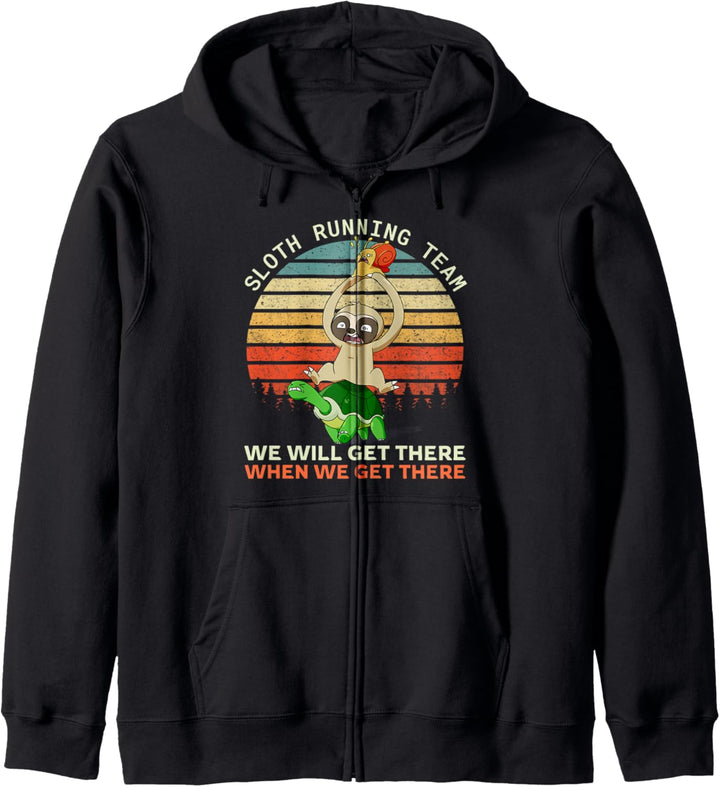 Faultier-Laufteam | Retro Vintage lustiges Geschenk Kapuzenjacke