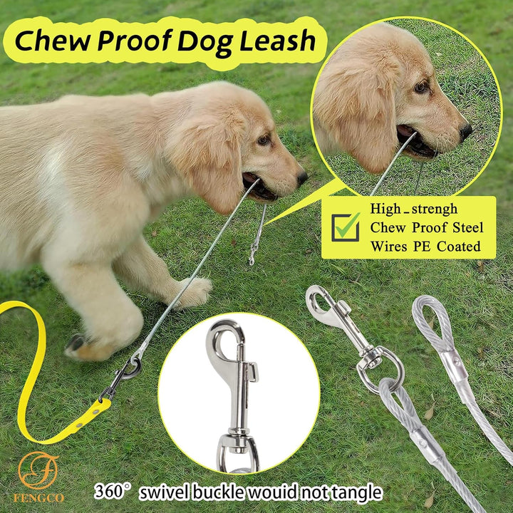 Wasserdicht Schleppleine für Hunde,mit Chew Proof Tie-Out Leinen,Wasserdicht Trainingsleine für Hund