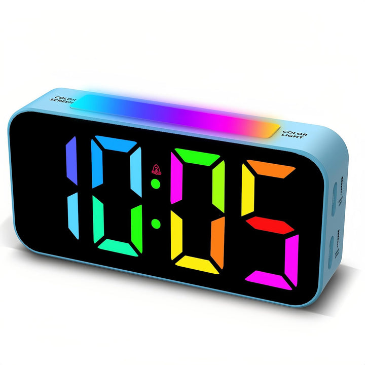 Lancoon Farbige Digitaluhr mit RGB Grossdisplay 8 Farboptionen Snooze Funktion Lautstärkeregler 12 2