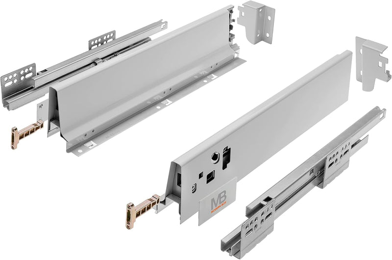 GTV - Modern Box Schublade I L=400mm H=83 mm I Grau I Leises Schliessen I Belastung bis zu 40 kg I E