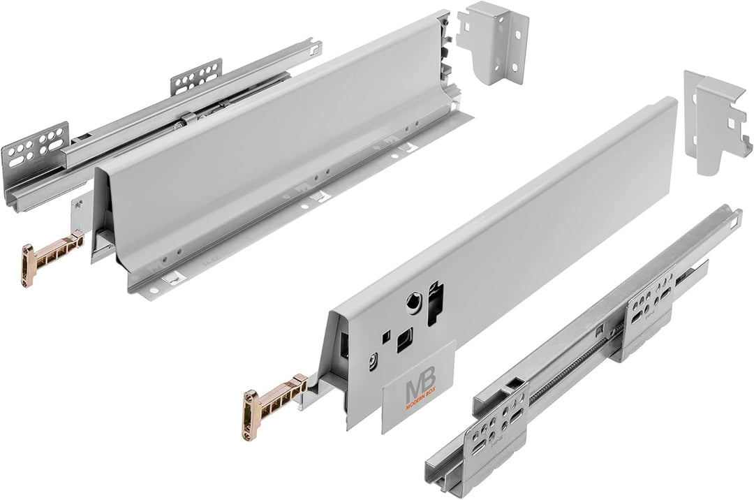 GTV - Modern Box Schublade I L=550mm H=83 mm I Grau I Leises Schliessen I Belastung bis zu 40 kg I E