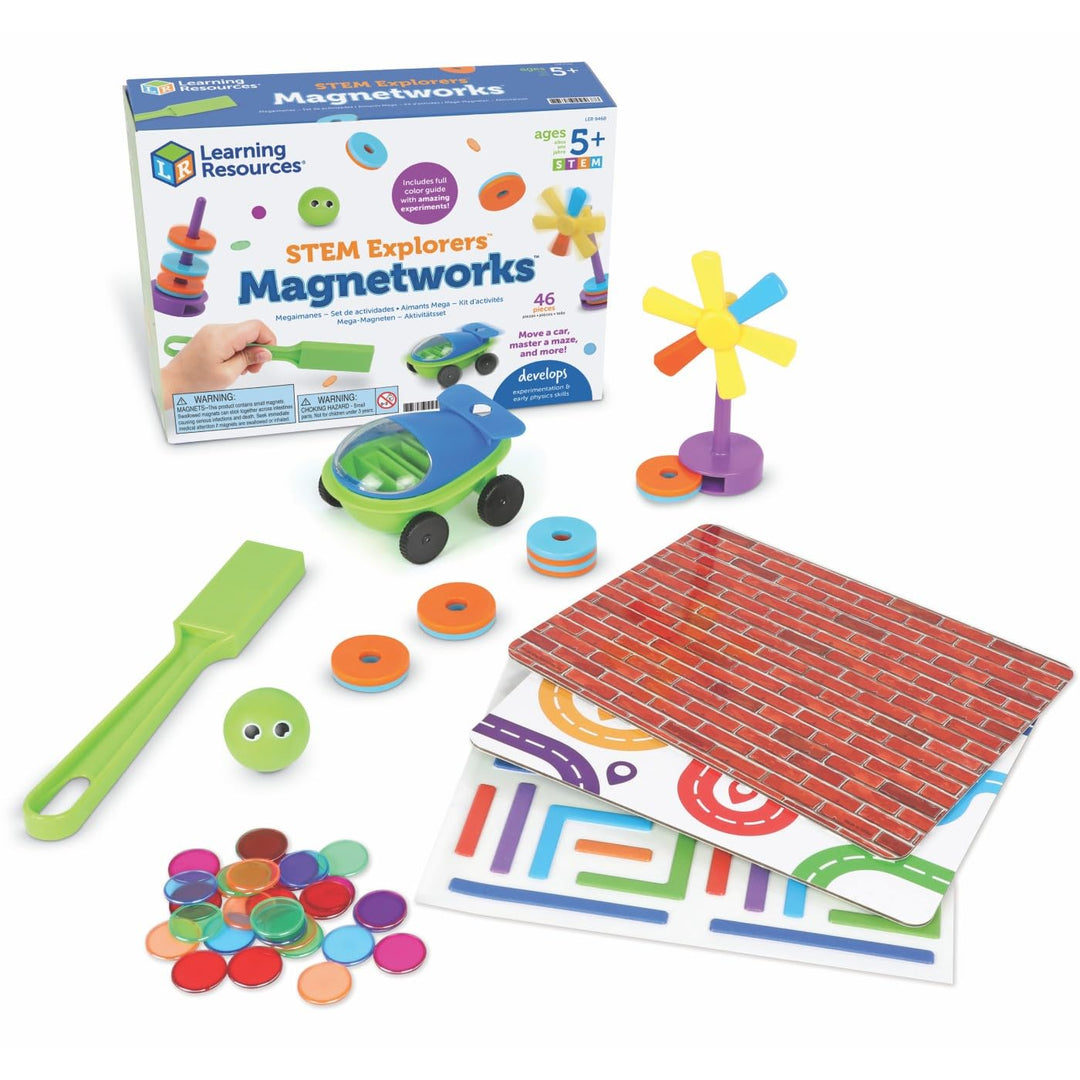Learning Resources STEM Explores Magnetwerke, magnetische Fliesen-Blöcke, STEM-Spielzeug, sensorisch