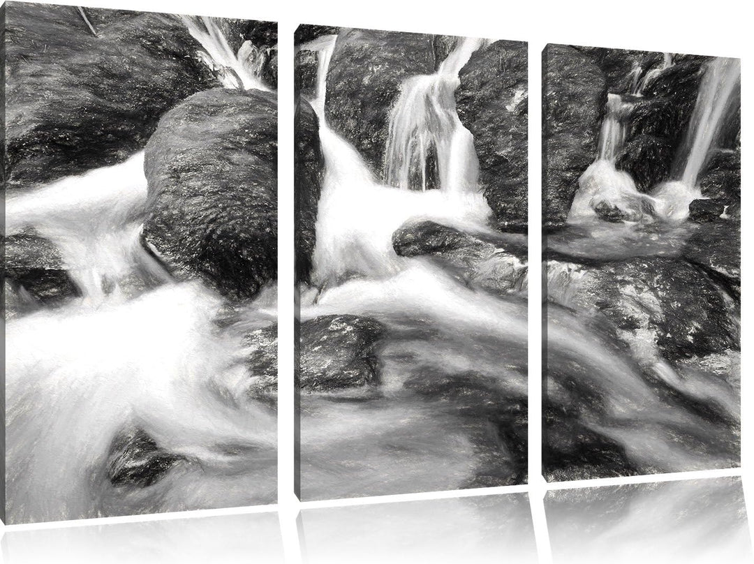 Pixxprint Gertelbach im Schwarzwald Kunst als Leinwandbild 3 teilig/Grösse: 3 Teilig (120x80) / Wand
