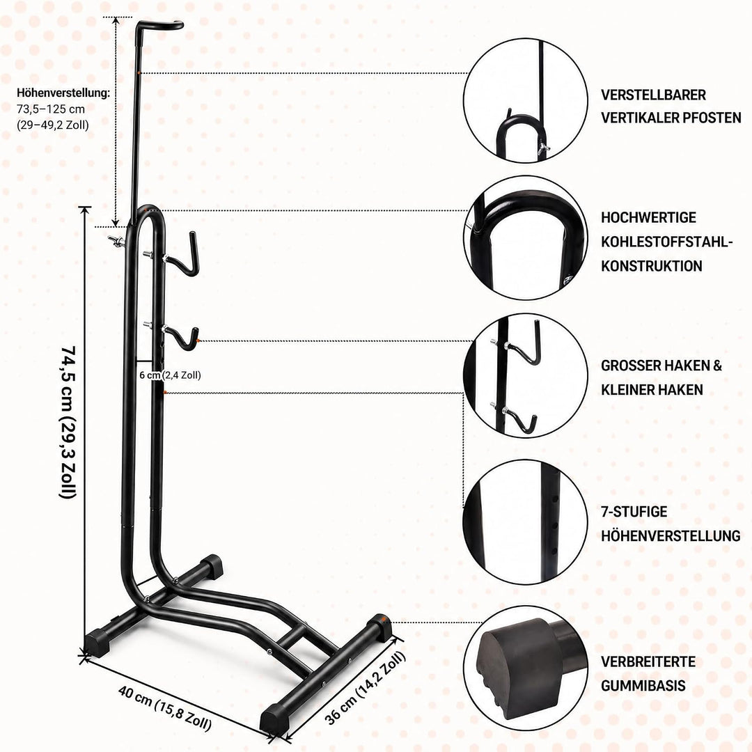 hotsizz 3-in-1 Fahrradständer Boden Geeignet für Räder bis 70 cm / 27,5 Zoll Horizontal und vertikal