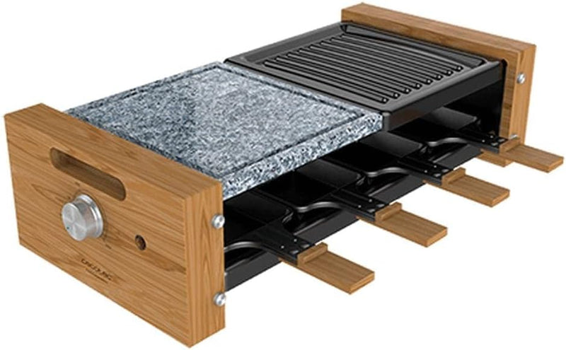 Cecotec Holz Raclette Käse & Grill 8200 Holz Schwarz. 1200 W, Grillfläche, 8 Einzelpfannen, Antihaft