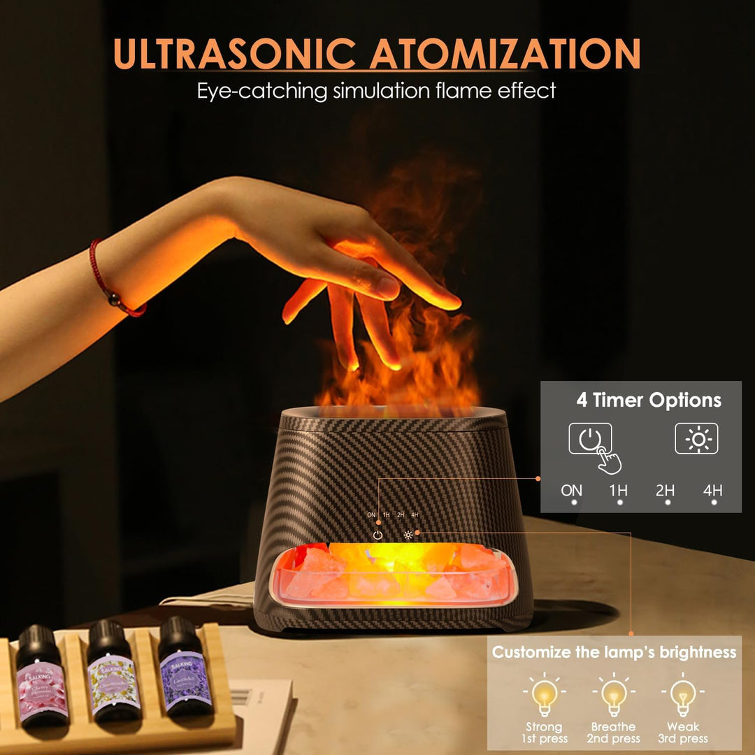 SALKING 2-in-1 Aroma Diffuser & Salt Range Pakistan Leuchte, Diffusor für ätherische Öle mit Flammen