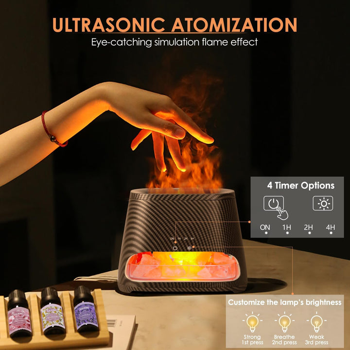 SALKING 2-in-1 Aroma Diffuser & Salt Range Pakistan Leuchte, Diffusor für ätherische Öle mit Flammen