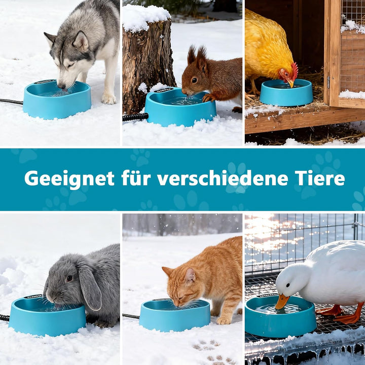 Beheizter Wassernapf 3,7 L Frostschutz Hunde Katzen Hühner, 35 °c Konstante Temperatur, Beheizter Wa