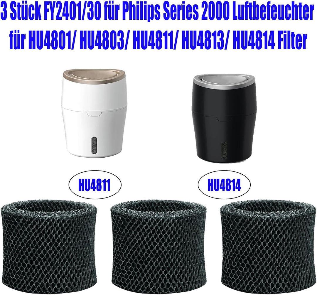 3er FY2401/30 Ersatzfilter für Philips Series 2000 Luftbefeuchter | Activated Carbon Upgrade Filter