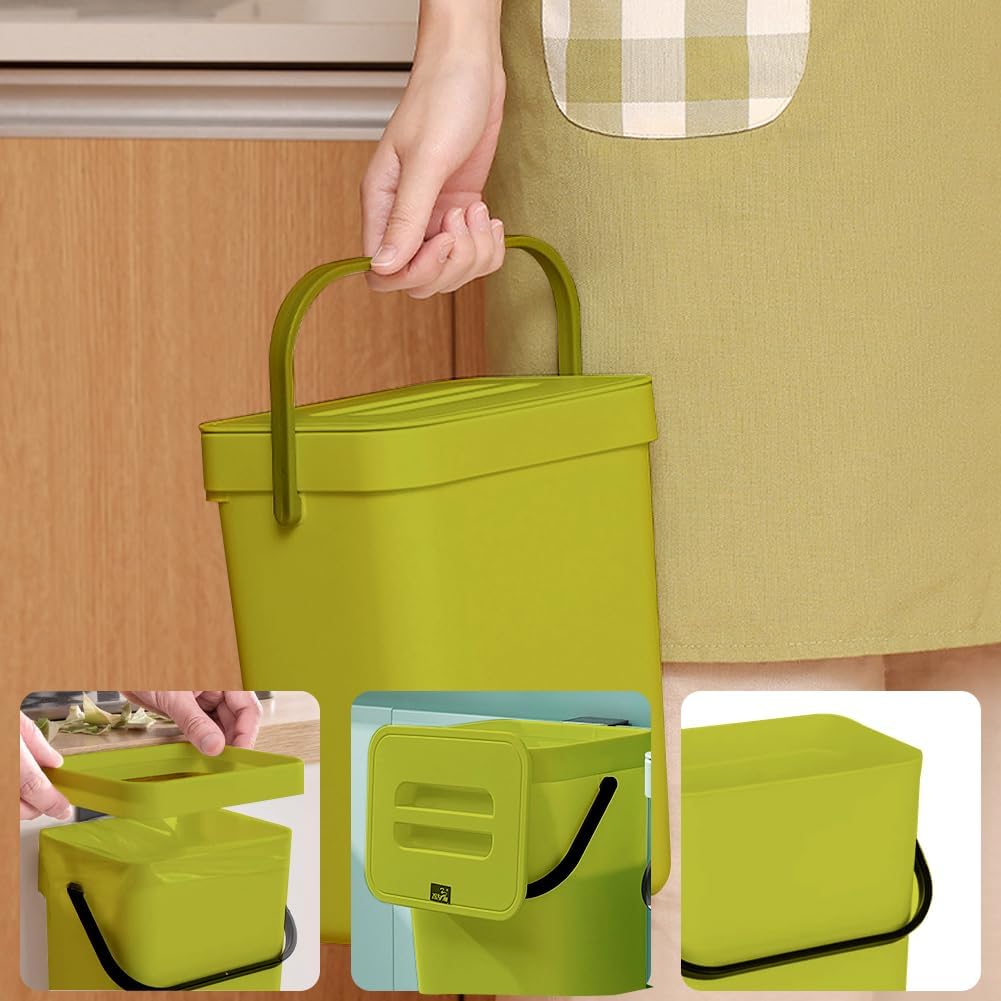 DASIAUTOEM Mülleimer Küche, Biomülleimer Küche Klein, 3L Abfalleimer mit Deckel, Küchenabfalleimer W