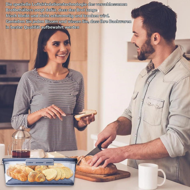 BAIFULAI Brotkasten Brotbox, Brot Aufbewahrungsbox, lebensmittelechtes PET-Material, Timing, Rutschf