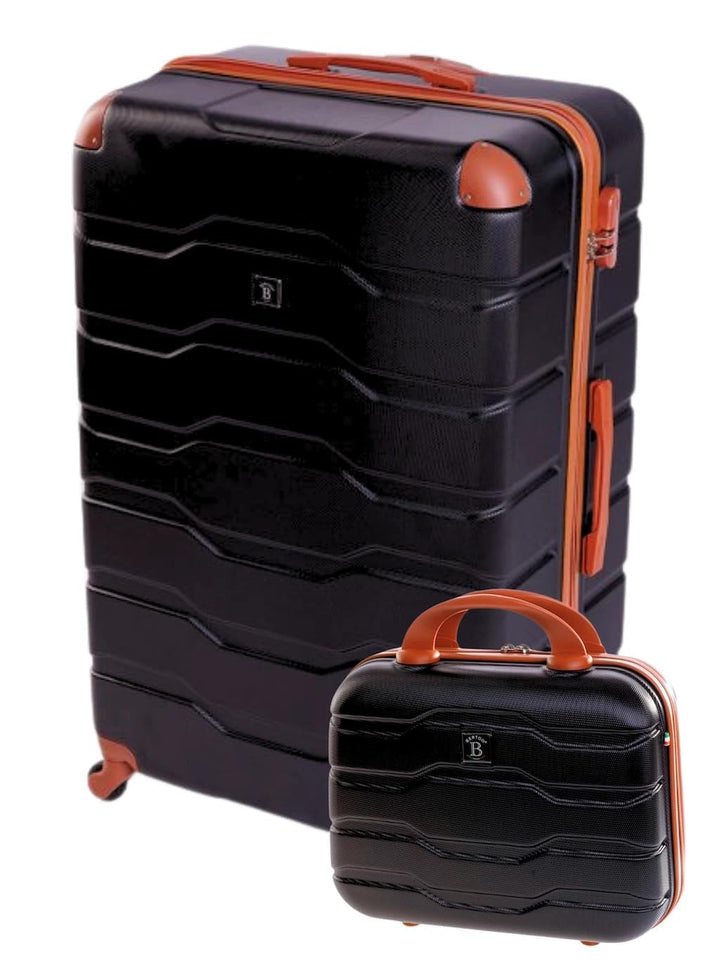 BERTOO Firenze Hartschalen-Reisekoffer-Set, 2-teilig, ABS-Schale, 4 abnehmbare 360°-Rollen, Schwarz