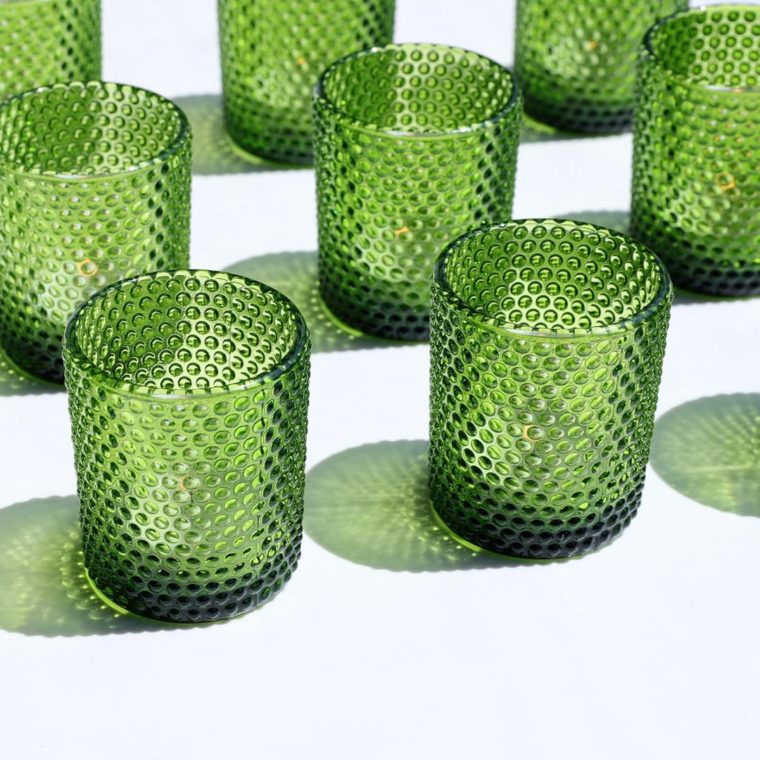 Grüne Teelichtgläser Weihnachten, Bubbles Teelichthalter Glas mit 12 Stück, Grüne Vintage-Teelichter