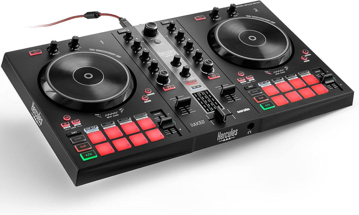 Hercules DJControl Inpulse 300 MK2 – USB-DJ-Controller – 2 Decks mit 16 Pads und eingebauter Soundka