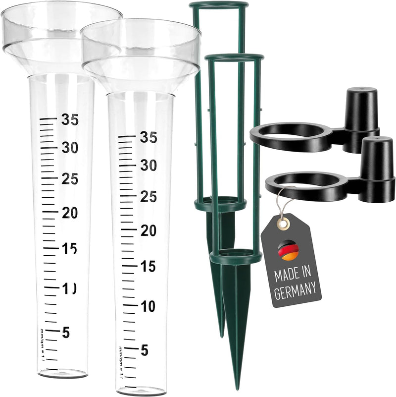 Lantelme Regenmesser mit Erdspiess Set Garten Niederschlagsmesser Metall Erdspiess Kunststoff Glas R