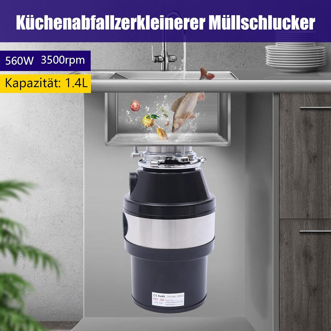 1.4L Küchenspüle Schredder,Müllpresse Müllzerkleinerer Speisehäcksler 560 Watt DHL Verarbeitung Von