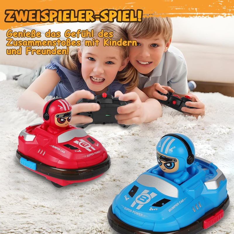 Fullware Mini RC Bumper Cars Autoscooter Ferngesteuertes Auto ab 3 4 5 6 7 8 Jahre RC Auto mit Katap