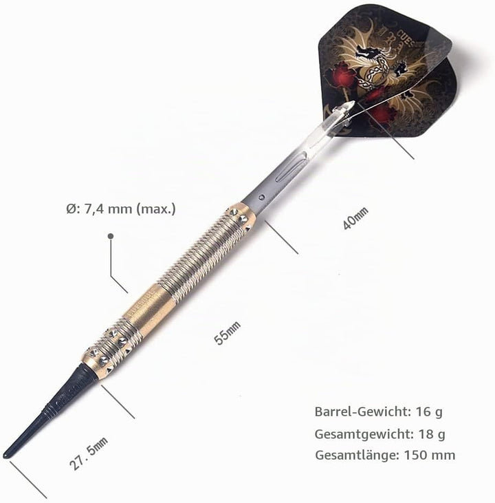 CUESOUL 16 Grams Deluxe Soft Tip Darts Set with Luxury Case（Dragon Series） JL-STL-B1103+D604, JL-STL