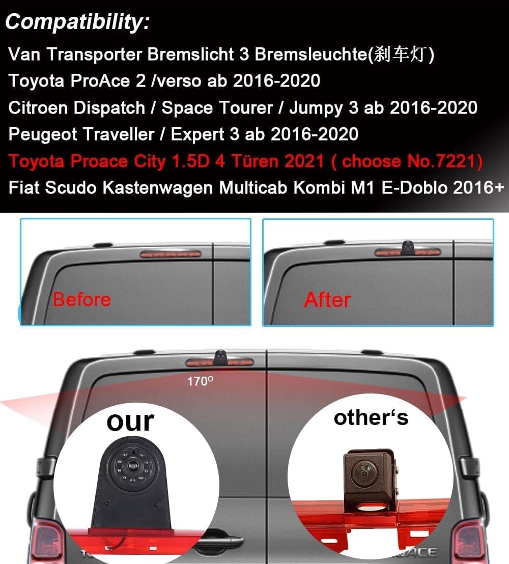 「Rückfahrkamera Transportster + 4.3 Zoll TFT LCD Bildschirm Auto Monitor」 Bremsleuchte Auto Dach Rüc