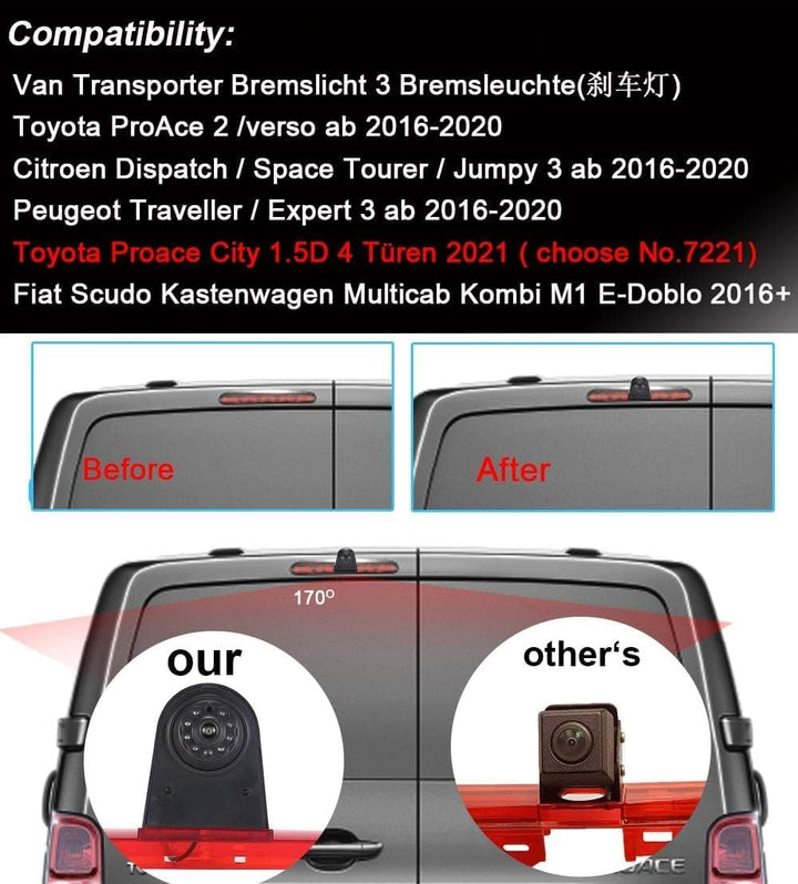 「Rückfahrkamera Transportster + 4.3 Zoll TFT LCD Bildschirm Auto Monitor」 Bremsleuchte Auto Dach Rüc