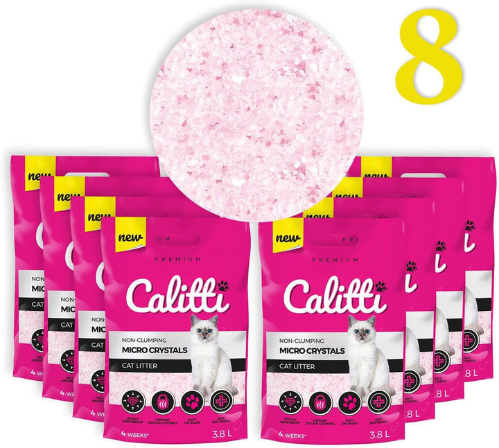 Calitti - Micro Silikat Katzenstreu | Premium Crystals Silikatstreu | Antibakteriell Katzensand | 8-