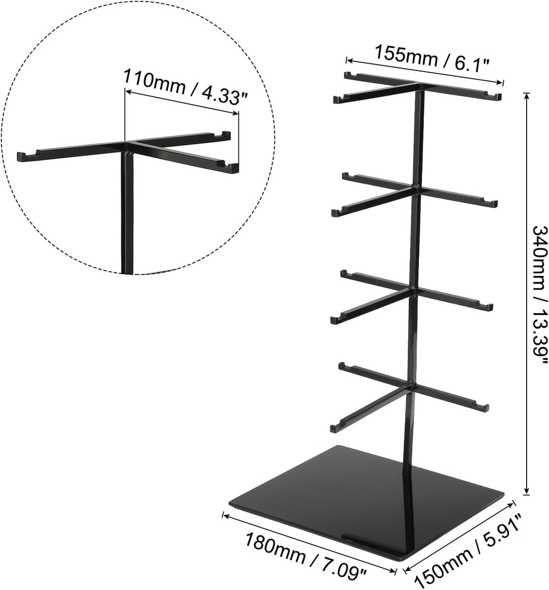 QUARKZMAN Brillenständer, Edelstahl Sonnenbrillen Aufbewahrung Display Ständer, 4 Stufiger Brillenau