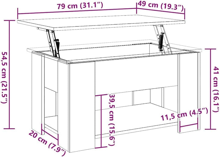 vidaXL Couchtisch Altholz-Optik 79x49x41 cm Holzwerkstoff, Couchtisch höhenverstellbar, Sofatisch, B
