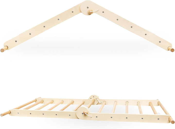 Mamabrum Holzspielplatz für Kinder – Klettergerüst, Dreieck, Leiter & Balancierpfad – 3-in-1 Multifu