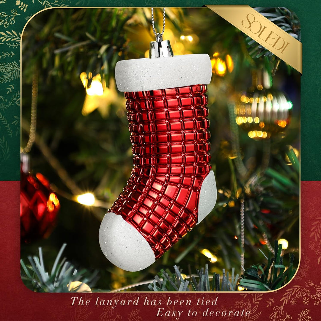 SOLEDI® 128er Set Premium Weihnachtskugeln Kunststoff Rot Weiss mit Baumspitze Stern - Robuste und S