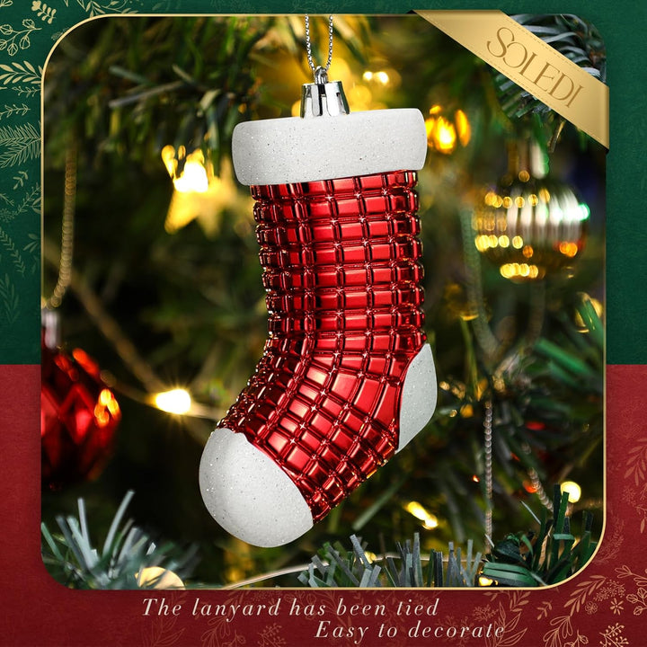 SOLEDI® 128er Set Premium Weihnachtskugeln Kunststoff Rot Weiss mit Baumspitze Stern - Robuste und S