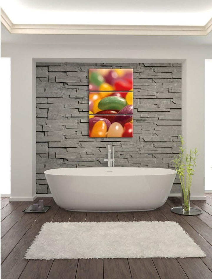 Pixxprint Süssigkeiten- Jelly Belly Beans 3-Teiler Leinwandbild 120x80 Bild auf Leinwand