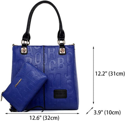 DEERWORD Damen Handtaschen Frauen Schultertaschen PU-Leder Bowlingtaschen Umhängetaschen Blau, Blau