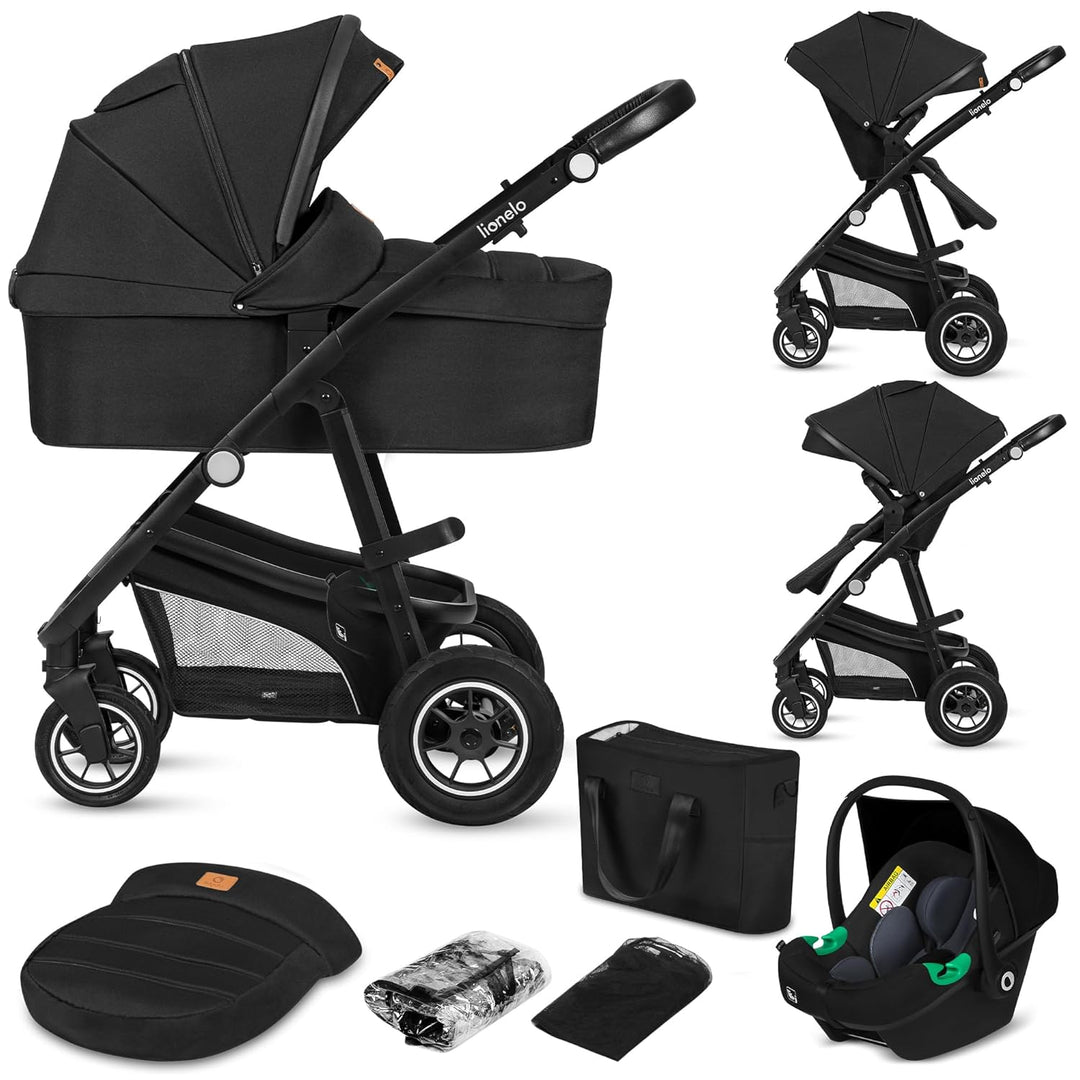LIONELO BIANKA Kinderwagen 3 in 1 bis 22 kg Babywanne Autositz, Zusammenlegbar, Reise-System, Einste