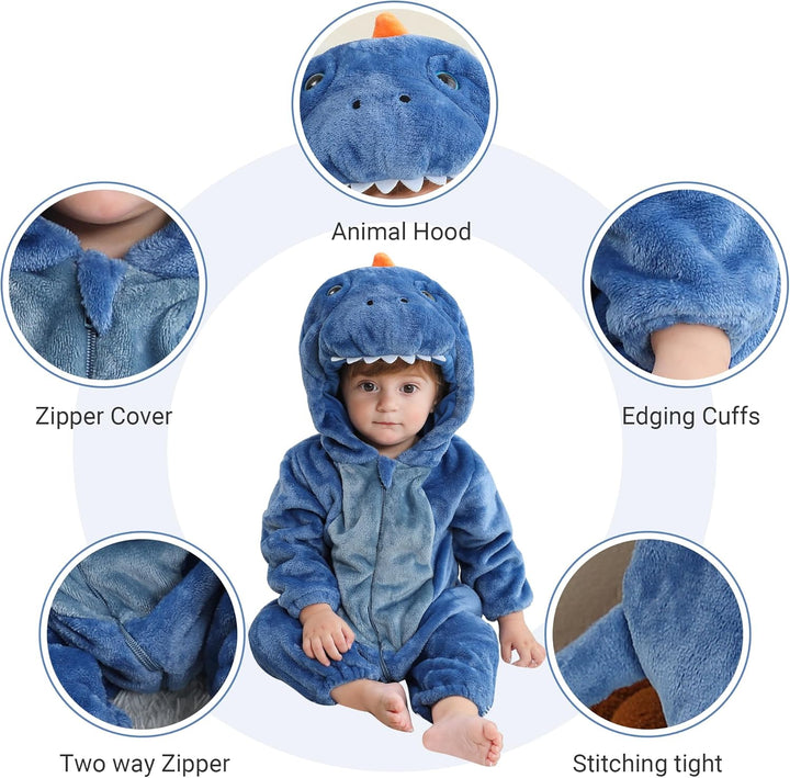 COOKY.D Unisex Winter Hooded Romper Jumpsuit 2-36 Months 6-12 Monate Blau, 6-12 Monate Blau