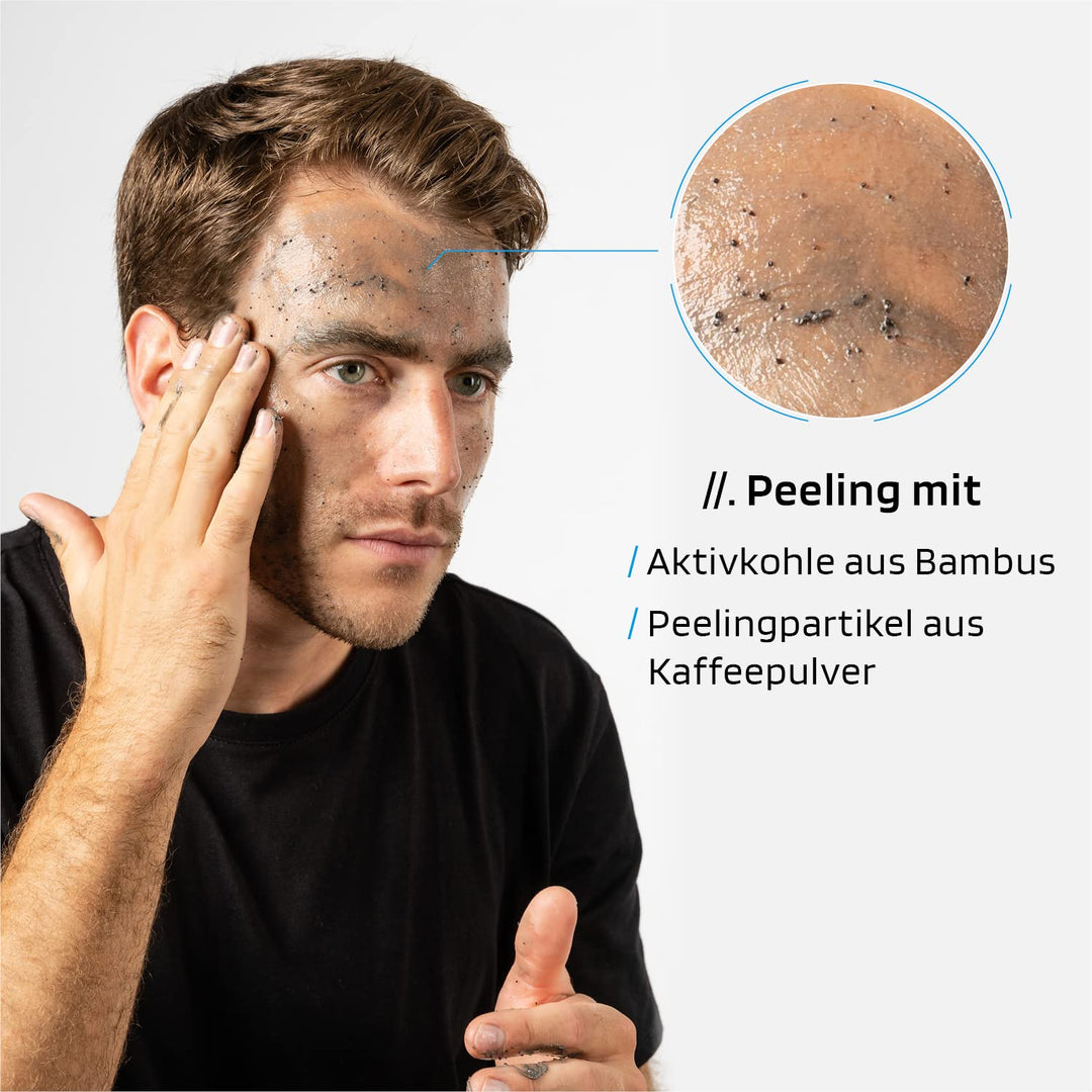 SKINBRO Gesichtspflege Männer Set | Made in Germany | 3er Skincare Pflegeset Herren - Reinigung, Pee