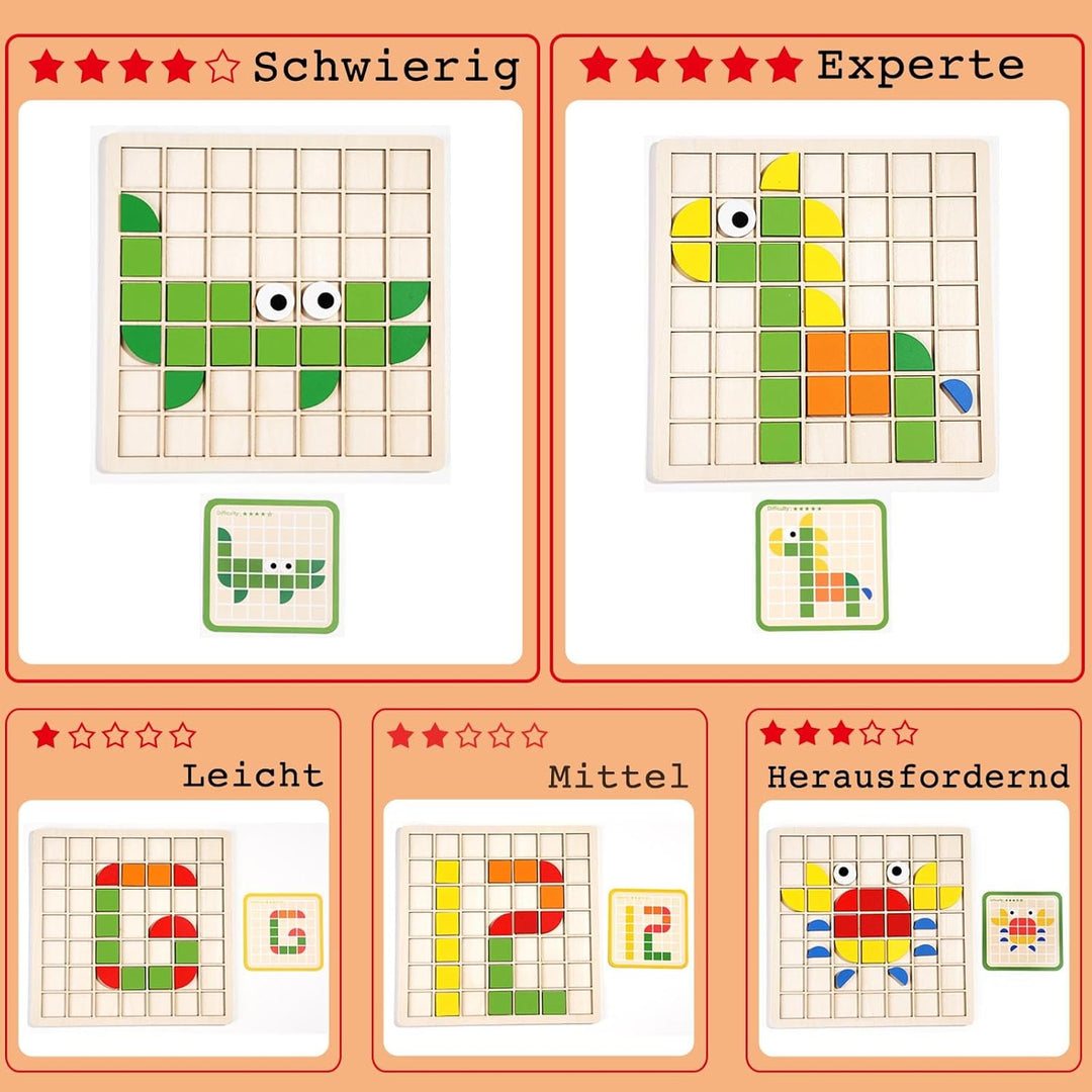 Montessori Spielzeug ab 3 4 5 6 Jahre, Mosaik Puzzle, Kinderspielzeug ab 3 Jahre, Spiele ab 3 Jahren