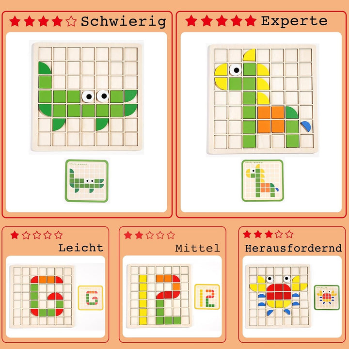 Montessori Spielzeug ab 3 4 5 6 Jahre, Mosaik Puzzle, Kinderspielzeug ab 3 Jahre, Spiele ab 3 Jahren