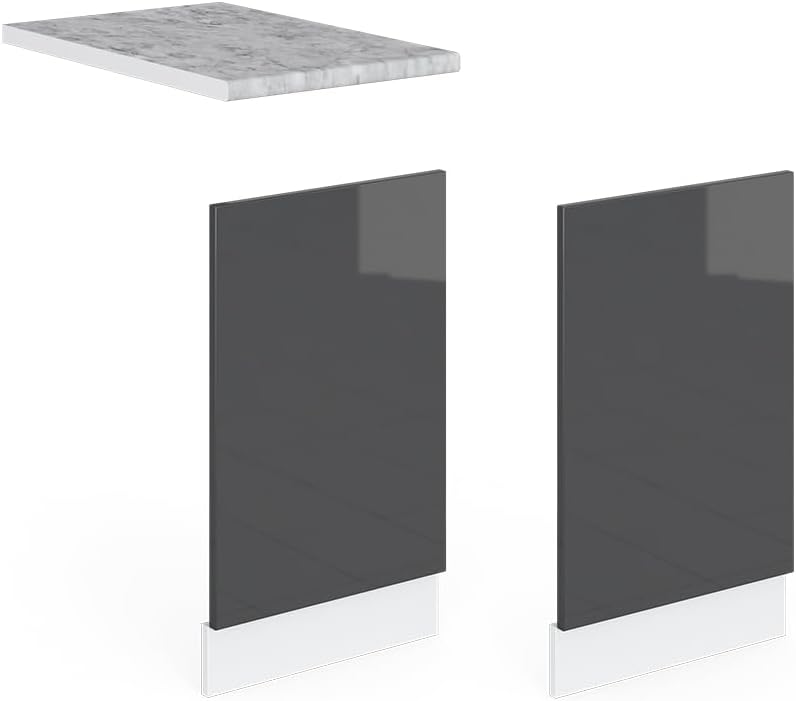 Vicco Frontblende R-Line, Anthrazit Hochglanz/Weiss, 45 cm ohne Arbeitsplatte Anthrazit Hochglanz Ge