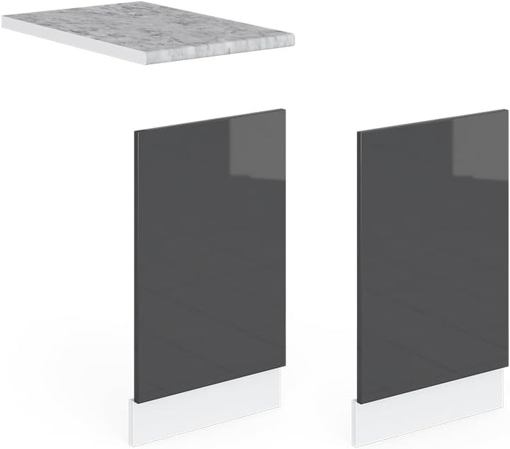 Vicco Frontblende R-Line, Anthrazit Hochglanz/Weiss, 45 cm ohne Arbeitsplatte Anthrazit Hochglanz Ge