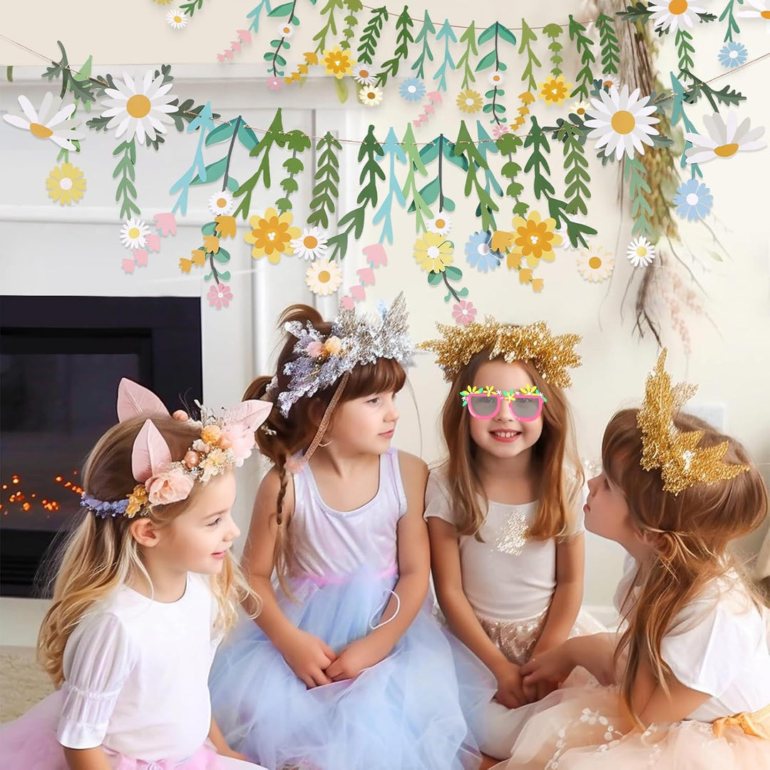 Easy Joy Blumen Girlande,Wildblume Deko Banner, Blumen in vielen Farben Banner,Gänseblümchen Girland