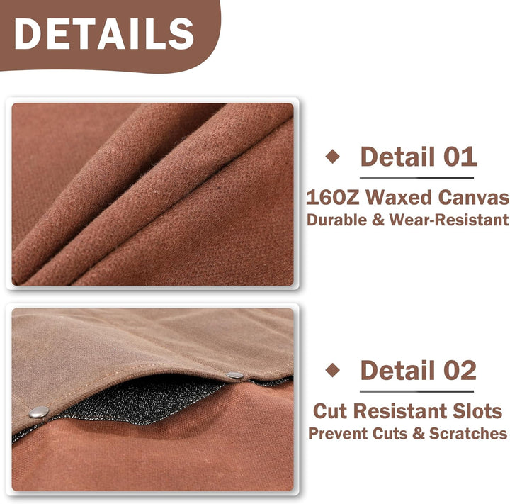 Multifunktions Messertasche, Messertasche aus 16oz gewachstem Canvas, Schnittfeste professionelle Ko