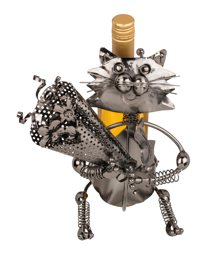 Flaschenhalter Metall Geschenk Halterung Dekoration (Katze 30 x 29 cm) Katze 30 X 29cm, Katze 30 X 2
