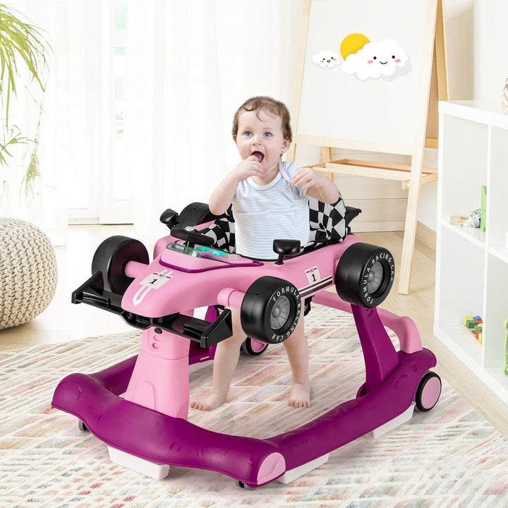 GOPLUS 4 in 1 Baby Lauflernhilfe, Lauflernwagen höhenverstellbar mit Licht &amp; Musik, Baby Walker Auto
