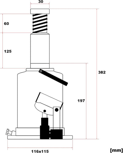 Wiltec Hydraulischer 6t Flaschen-Wagenheber, Stempelwagenheber mit Slow down Funktion, Autoheber 197